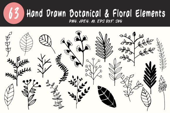 60 Botanical Floral Elements
