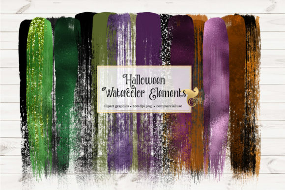 Halloween Watercolor Elements Clipart