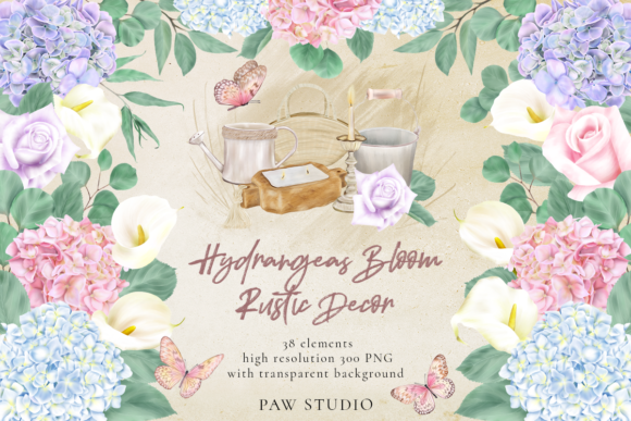 Hydrangeas, Roses, Calla Lilies, and Rustic Decor: A Creative Collection for Every Project