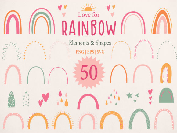 Rainbow Individual Elements Clipart