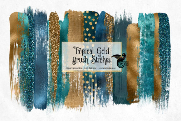 Tropical Gold Brush Strokes Clipart: Elevate Your Creative Projects with Elegance and Style