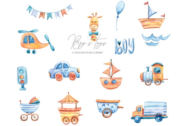 Watercolor Cute Boy's World: A Versatile and Adorable Clipart Collection