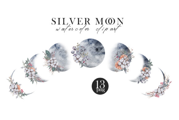 Watercolor Moon Phases Clipart for Creative Projects